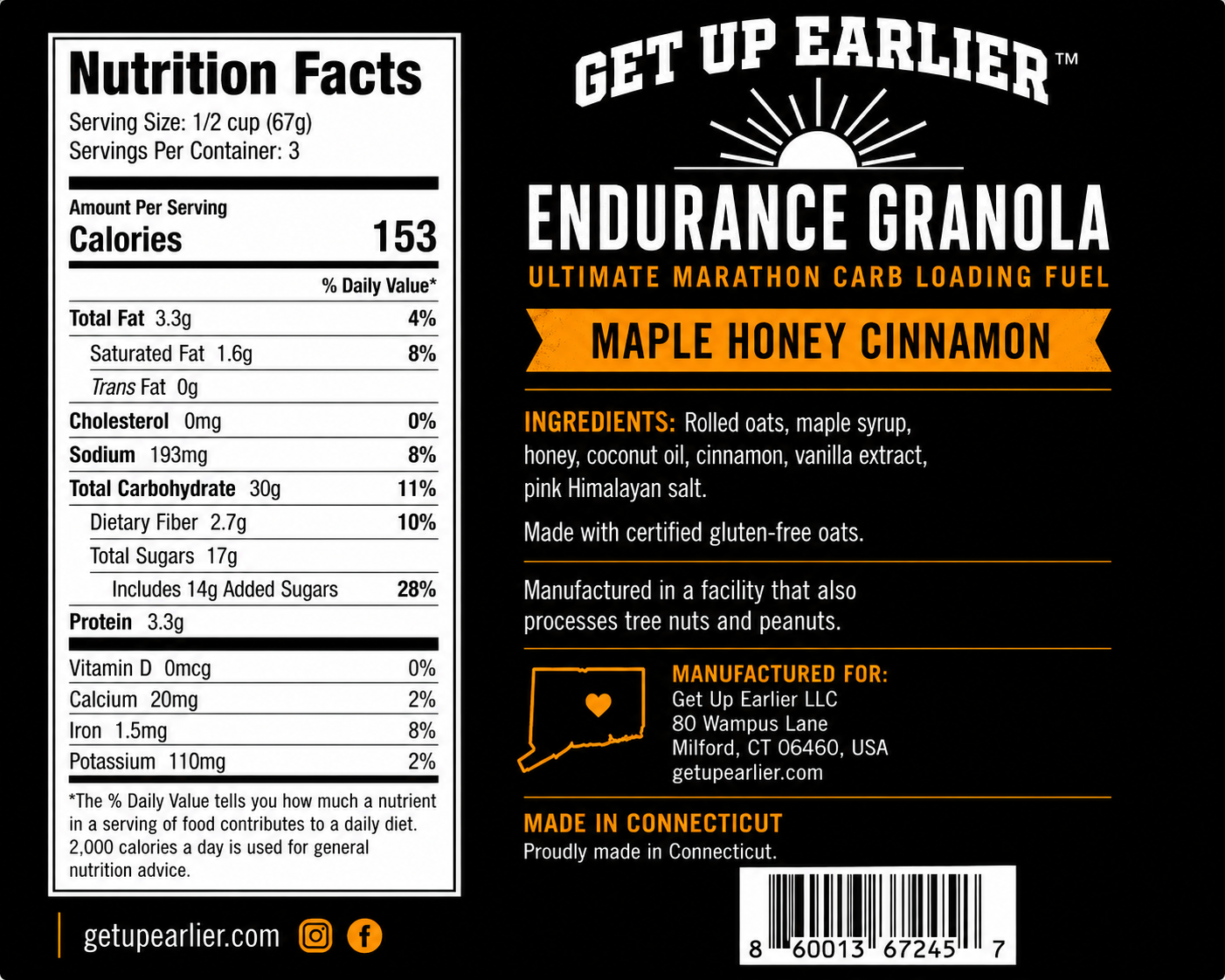 Get Up Earlier™ Endurance Granola – Maple Honey Cinnamon